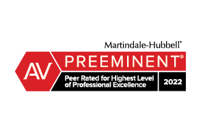 Martindale Hubbell - AV Preeminent - Peer Rated for Highest Level of Professional Excellence 2022